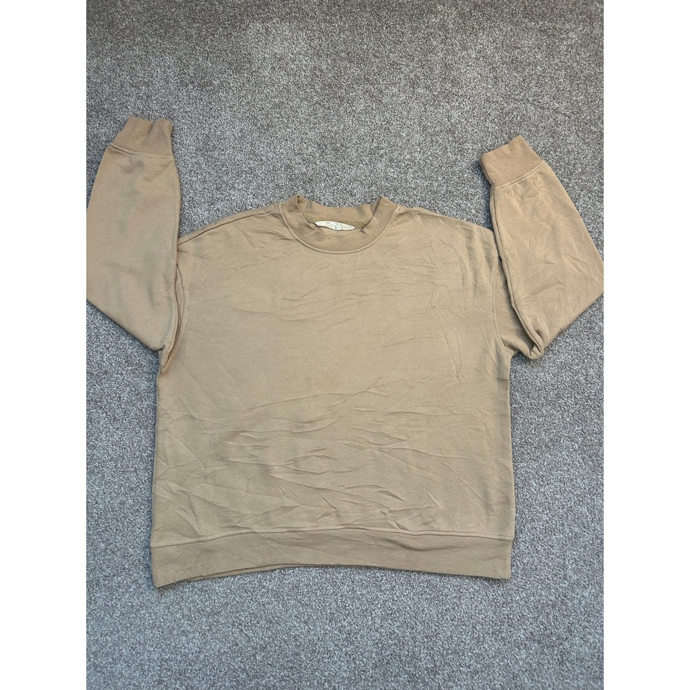 Primark Cares Sweatshirt Womens Small Tan Beige Fleece Crewneck Pullover Exc